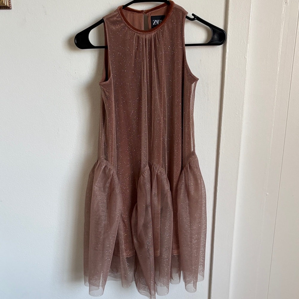 Zara Glittering Brown Midi Dress